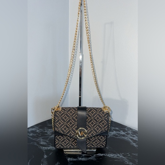 Michael Kors Handbag Women Michael Kors Handbag Women’s Greenwich Crossbody Black Gold Dressy Bag AUTHENTIC